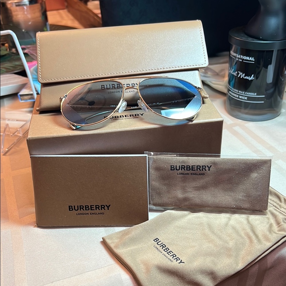 Burberry Gold with Blue lenses Sunglasses